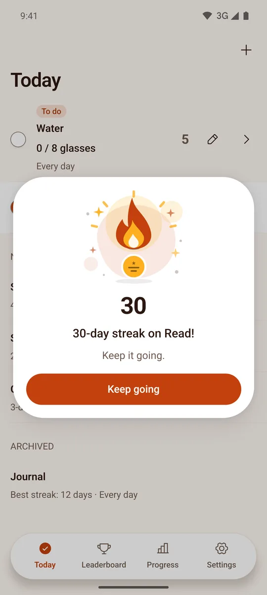 Rachi celebrates when you complete every habit for the day